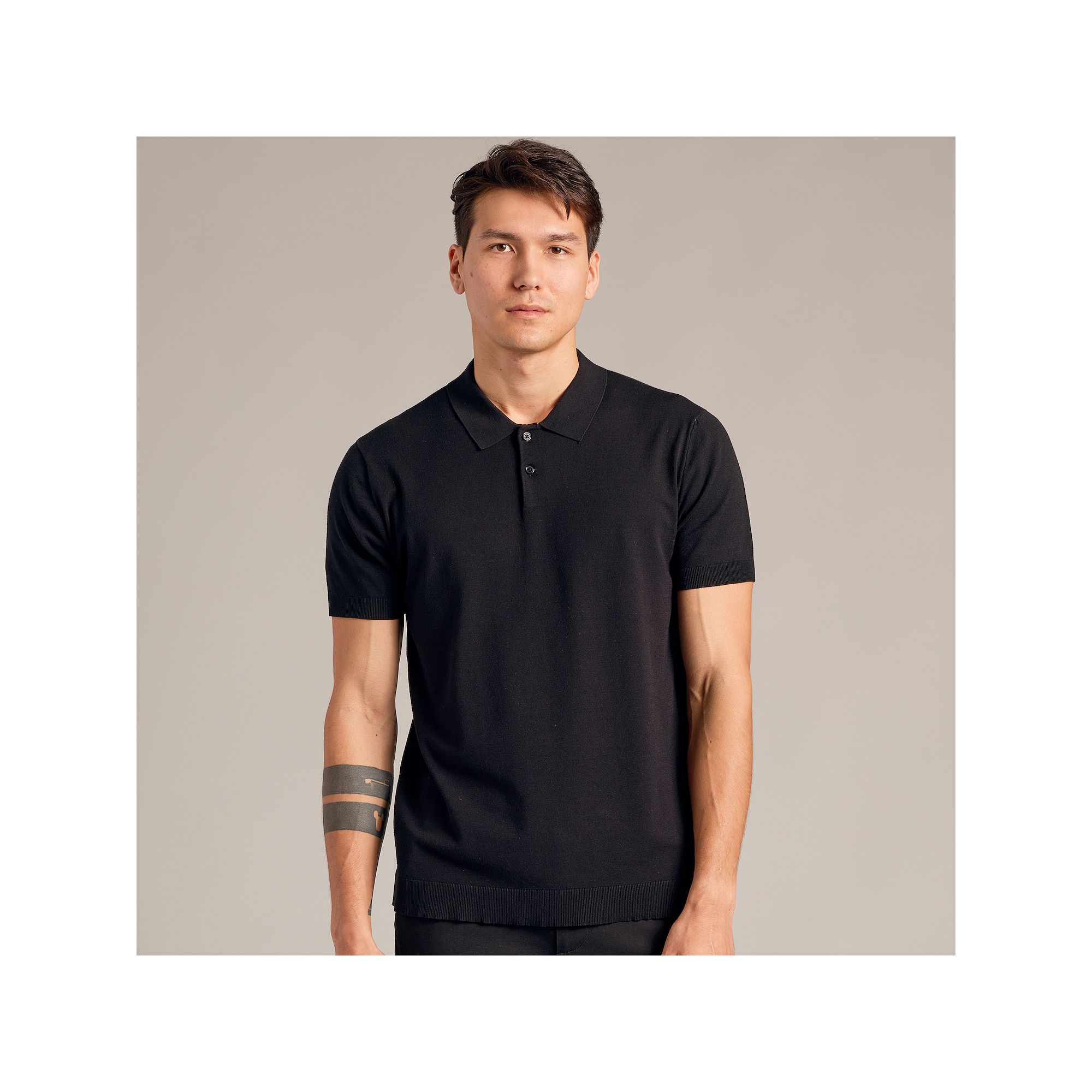 Mens True Classic Stretch Short Sleeve Sweater Polo, Size: Small, Black