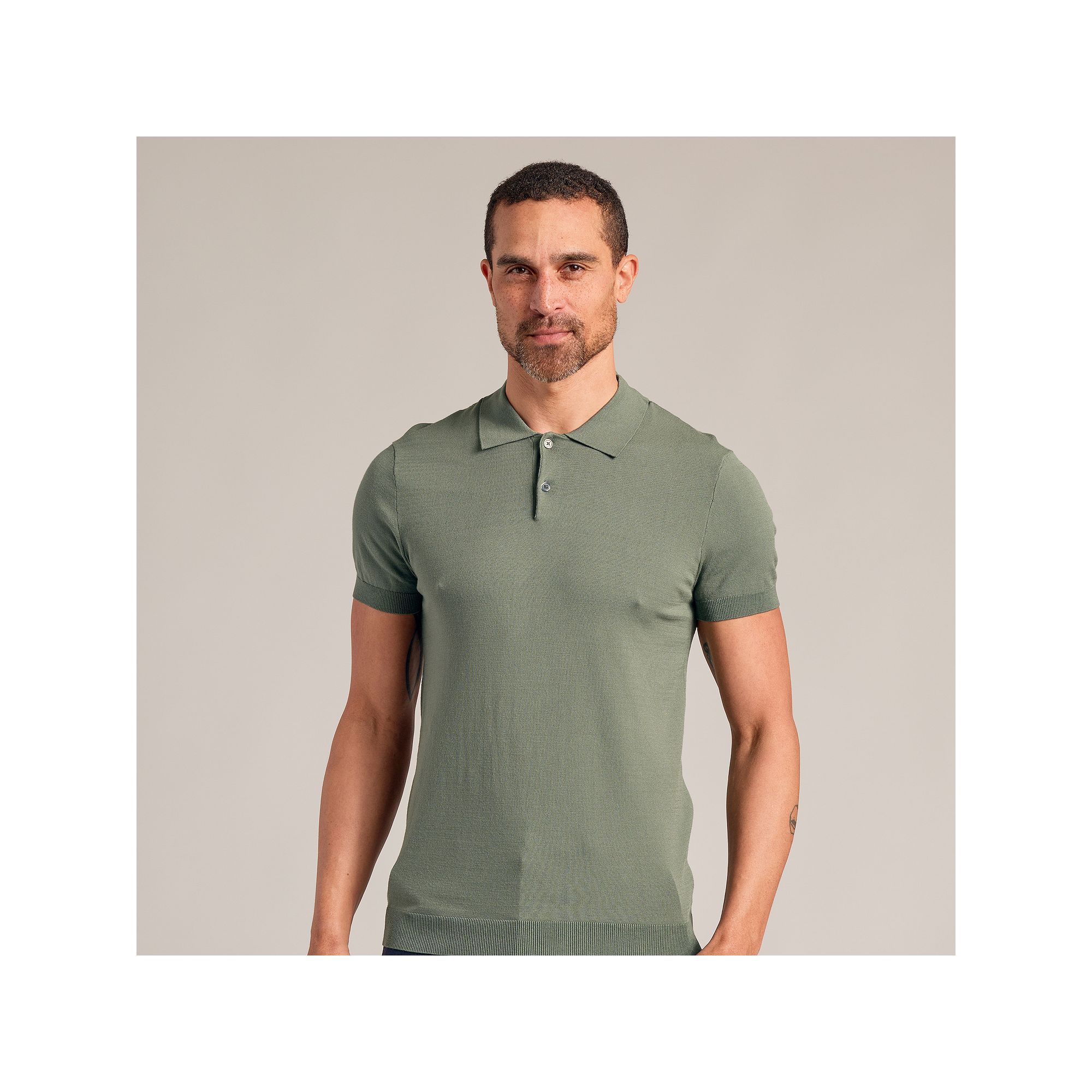 Mens True Classic Stretch Short Sleeve Sweater Polo, Size: Small, Moss Gre