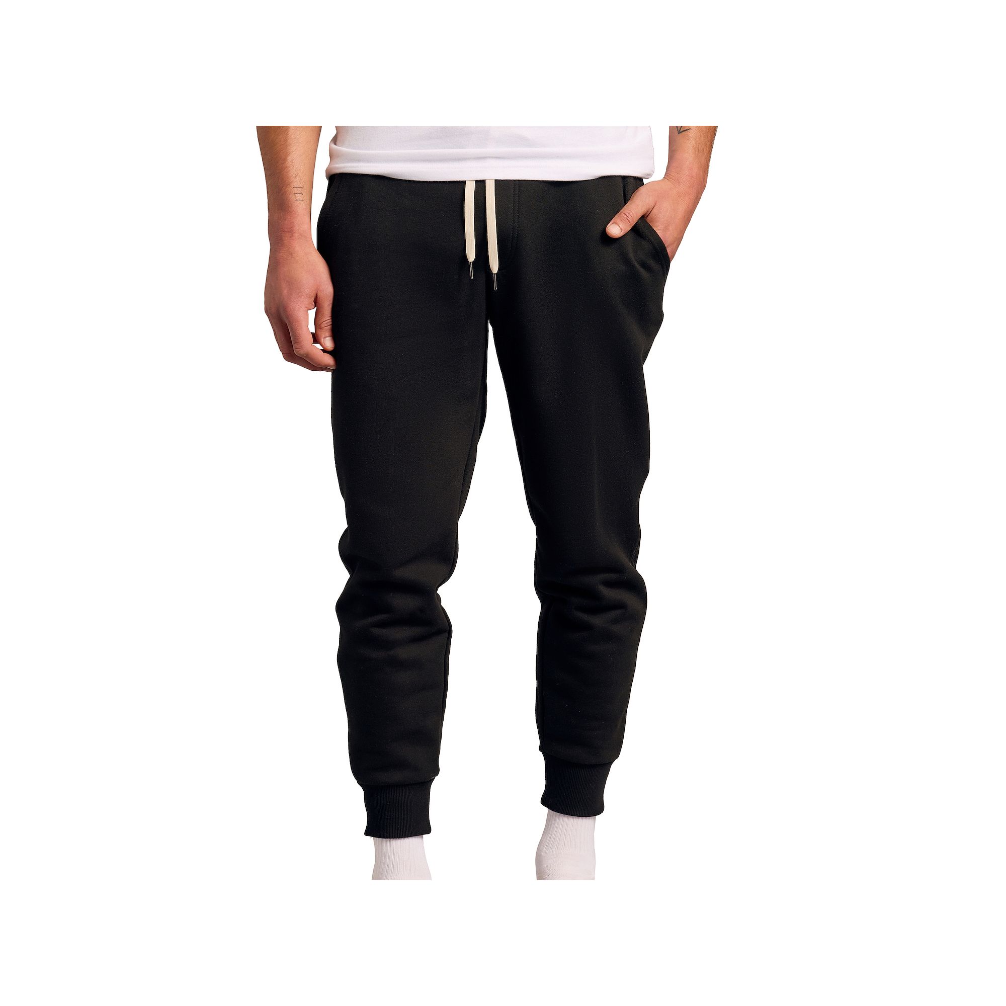 Mens True Classic French Terry Drawstring Jogger Pants, Size: Small, Black