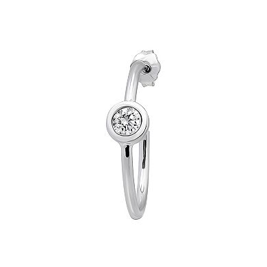 Aleure Precioso Sterling Silver Cubic Zirconia 21 mm C-Hoop Earrings