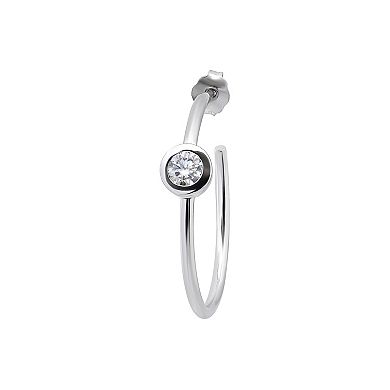 Aleure Precioso Sterling Silver Cubic Zirconia 25 mm C-Hoop Earrings