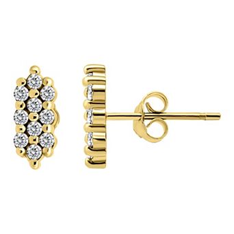 Aleure Precioso Sterling Silver Cubic Zirconia Cluster Stud Earrings