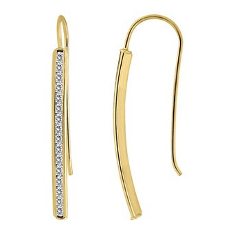 Aleure Precioso Linear Pave Bar Drop Earrings