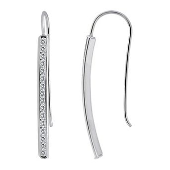 Aleure Precioso Linear Pave Bar Drop Earrings