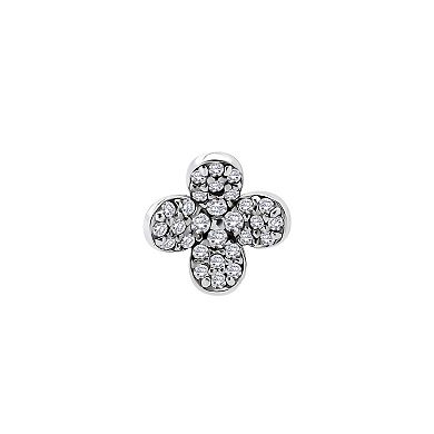 Aleure Precioso Pave Cubic Zirconia Flower Stud Posted Earrings