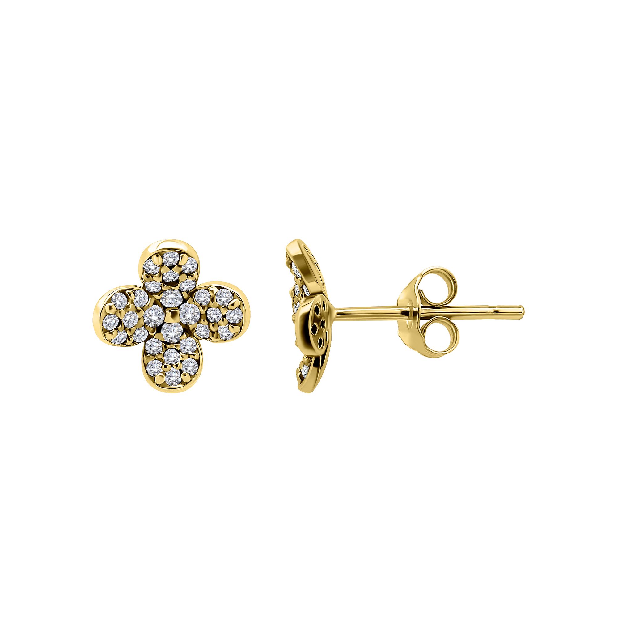 Aleure Precioso Pave Cubic Zirconia Flower Stud Posted Earrings, Womens, G