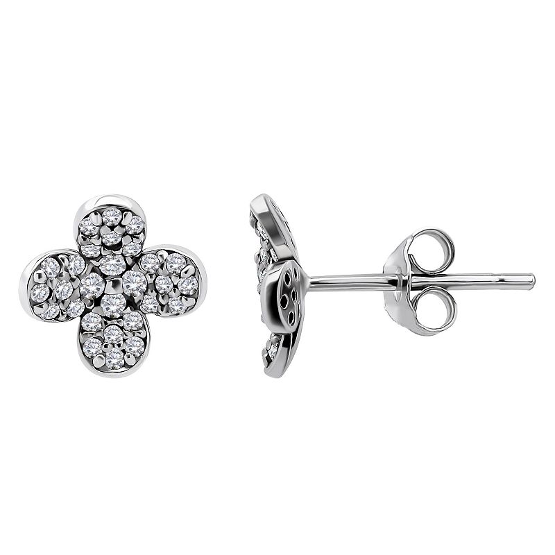 UPC 729881907481 product image for Aleure Precioso Pave Cubic Zirconia Flower Stud Posted Earrings, Women's, Sterli | upcitemdb.com