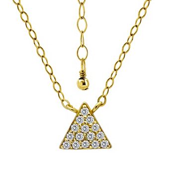 Aleure Precioso Sterling Silver Pave Cubic Zirconia Triangle Pendant Necklace