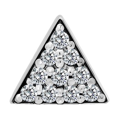 Aleure Precioso Pave Cubic Zirconia Triangle Stud Earrings