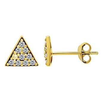 Aleure Precioso Pave Cubic Zirconia Triangle Stud Earrings