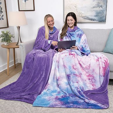 Snuggie Reversible Grey Plaid Wearable Blanket