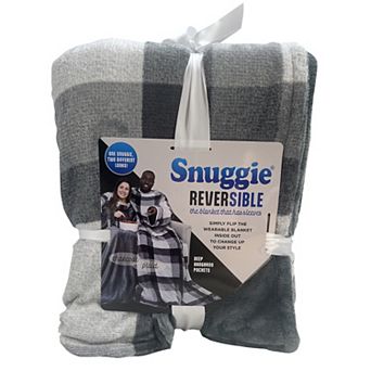 Snuggie Reversible Grey Plaid Wearable Blanket