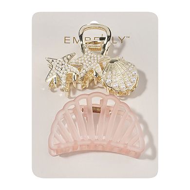 Emberly 2-Pack Faux Pearl & Pink Shell Claw Clip Set