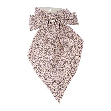 Emberly White & Purple Bow Long Tail Barrette