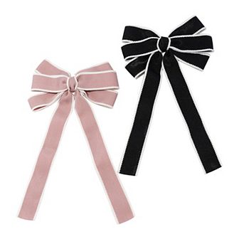 Emberly 2-Pack Pink & Black Bow Barrette Set
