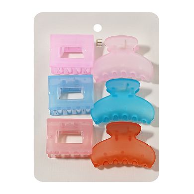 Emberly 6-Pack Pink, Blue & Orange Mini Claw Clip Set