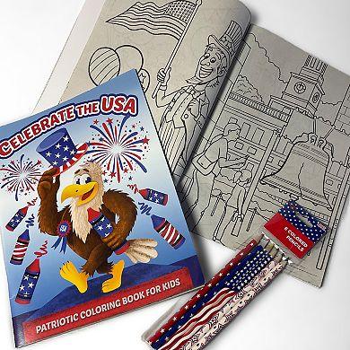Montrose Colors Three Little Twigs: 4-Pack Patriotic Coloring Books & Colored Pencil Packs Bundle