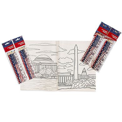 Montrose Colors Three Little Twigs: 4-Pack Patriotic Coloring Books & Colored Pencil Packs Bundle