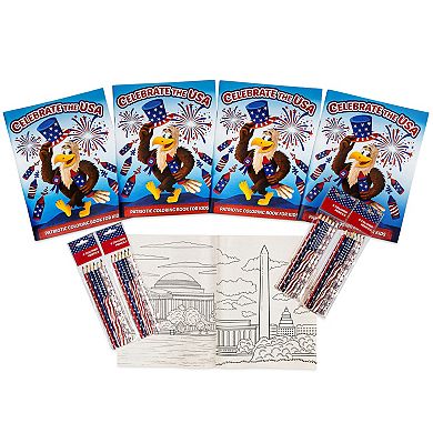 Montrose Colors Three Little Twigs: 4-Pack Patriotic Coloring Books & Colored Pencil Packs Bundle