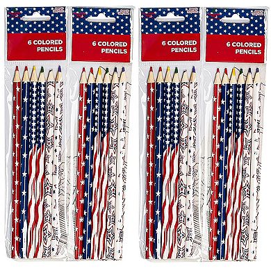 Montrose Colors Three Little Twigs: 4-Pack Patriotic Coloring Books & Colored Pencil Packs Bundle