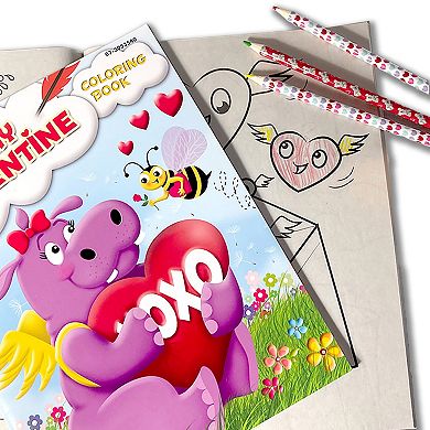 Montrose Colors Three Little Twigs: 4 Valentine's Coloring Books & 4 Colored Pencil Packs Bundle