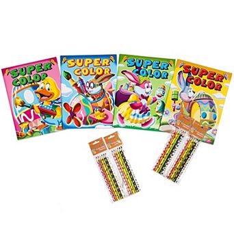 Montrose Colors Three Little Twigs: Easter/Spring 4 Coloring Books 4 Colored Pencils Packs Bundle