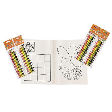 Montrose Colors Three Little Twigs: Easter/Spring 4 Coloring Books 4 Colored Pencils Packs Bundle