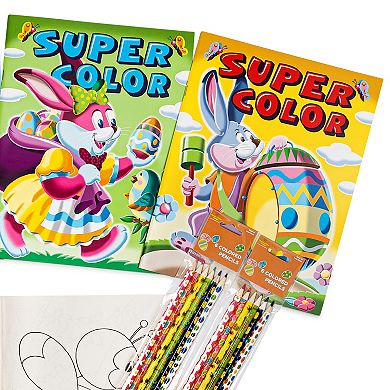 Montrose Colors Three Little Twigs: Easter/Spring 4 Coloring Books 4 Colored Pencils Packs Bundle
