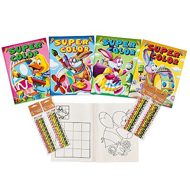 Montrose Colors Three Little Twigs: Easter/Spring 4 Coloring Books 4 Colored Pencils Packs Bundle