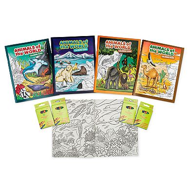 Montrose Colors Three Little Twigs: Animals of the World 8 Coloring Books & 8 Crayon Packs Bundle