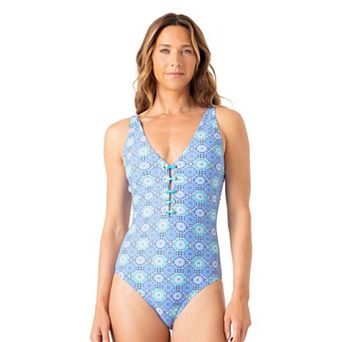 Women's Stella Parker Southern Charm Grommet Lace Up One-Piece Swimsuit