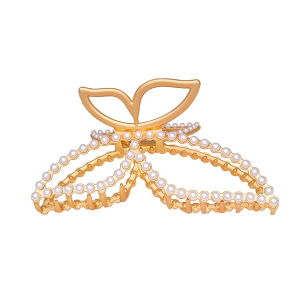 Emberly Matte Simulated Pearl Butterfly Clip - None