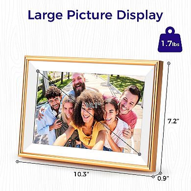 ELIME 10.1 inch WiFi Frameo Digital Picture Frame - Aluminum Frame - Unlimited Storage