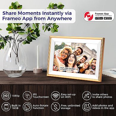 ELIME 10.1 inch WiFi Frameo Digital Picture Frame - Aluminum Frame - Unlimited Storage