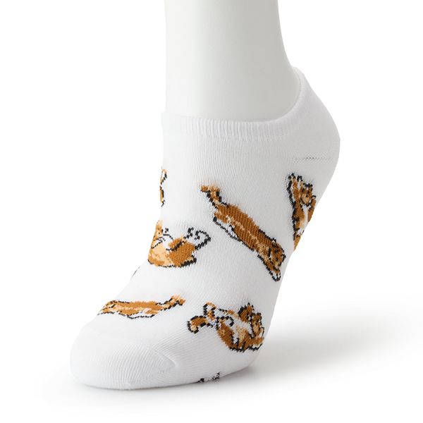Women's Pooches Gracias No Show Socks - White