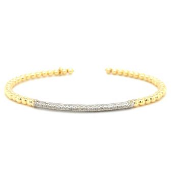 Meshmerise Sterling Silver 1/6 Carat T.W. Diamond Bead Cuff Bracelet