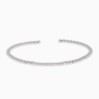 Meshmerise Sterling Silver 1/6 Carat T.W. Diamond Bead Cuff Bracelet