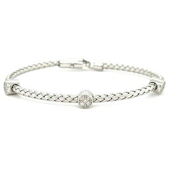 Meshmerise Sterling Silver 1/6 Carat T.W. Diamond Station Woven Texture Bracelet