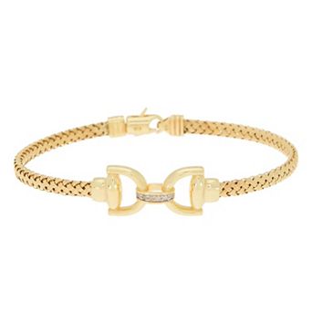 Meshmerise Sterling Silver Diamond Accent Linked Woven Texture Bracelet