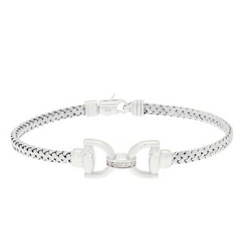 Meshmerise Sterling Silver Diamond Accent Linked Woven Texture Bracelet