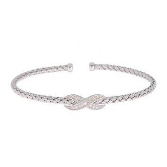 Meshmerise Sterling Silver 1/6 Carat T.W. Diamond Infinity Sign Bracelet