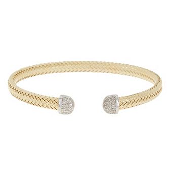 Meshmerise Sterling Silver 1/5 Carat T.W. Diamond Tipped Cuff Bracelet