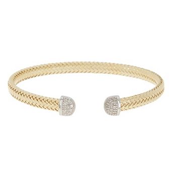 Meshmerise Sterling Silver 1/5 Carat T.W. Diamond Tipped Cuff Bracelet