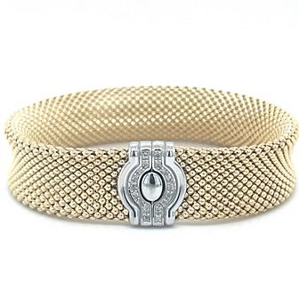 Meshmerise Sterling Silver 1/4 Carat T.W. Diamond Thick Bead Texture Bracelet