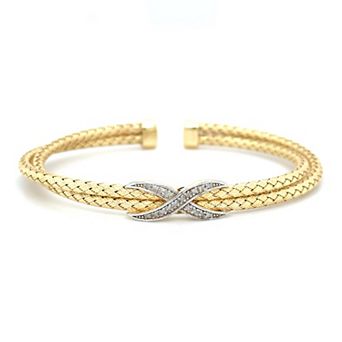 Meshmerise Sterling Silver 1/5 Carat T.W. Diamond Infinity Symbol Cuff Bracelet