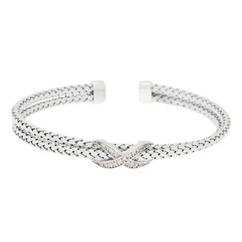 Meshmerise Sterling Silver 1/5 Carat T.W. Diamond Infinity Symbol Cuff Bracelet