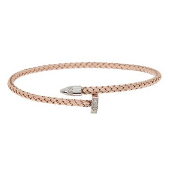 Meshmerise Sterling Silver 1/10 Carat T.W. Diamond Braided Wrap Bracelet