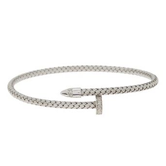 Meshmerise Sterling Silver 1/10 Carat T.W. Diamond Braided Wrap Bracelet