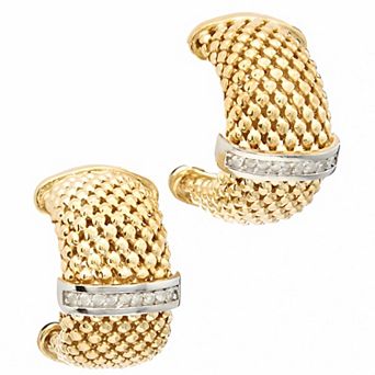 Meshmerise 18k Gold Vermeil Mesh Diamond Accent Earrings