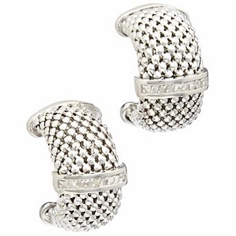 Meshmerise 18k Gold Vermeil Mesh Diamond Accent Earrings